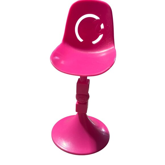 Barbie Dreamhouse Replacement Pink Barstool Pedestal Chair Ponytail Logo 5.75" - Picture 1 of 4